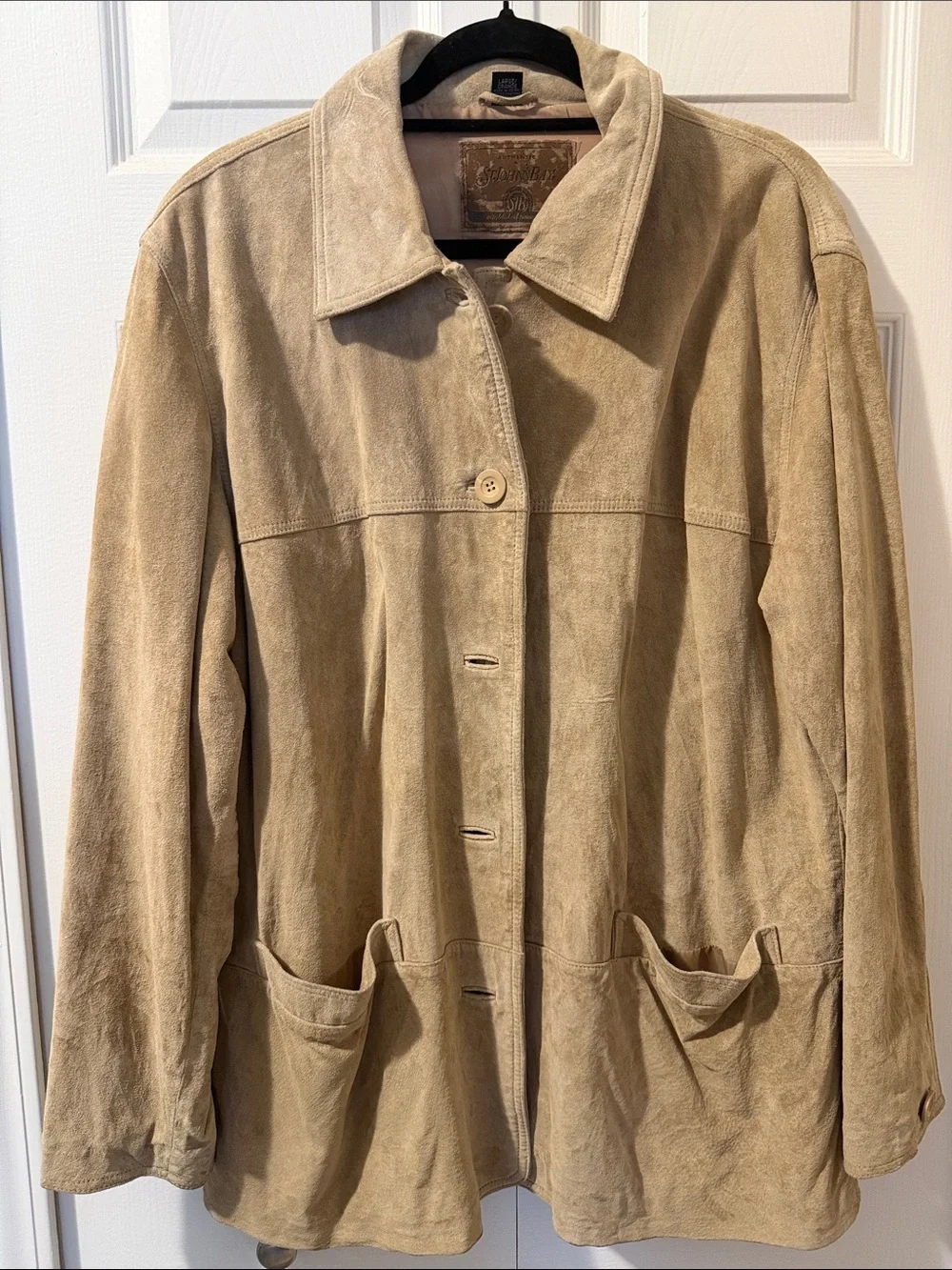 Vintage St. John's Bay Tan Suede Button-Front Jacket, Size L WELL LOVED